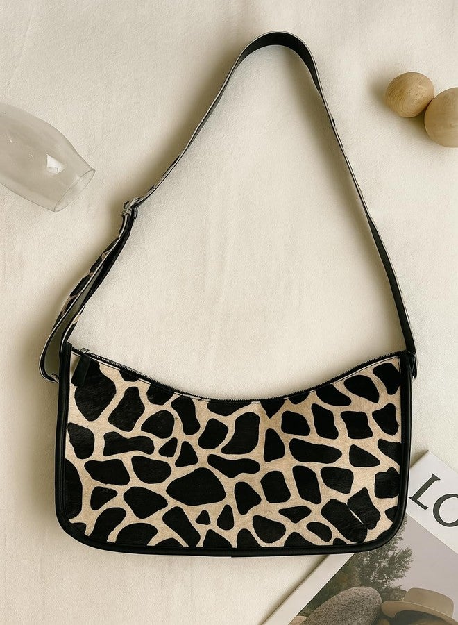 Celtic Zebra Print Hair-On Leather Baguette Shoulder Bag with Zip Closure & Inner Pocket - Image 5