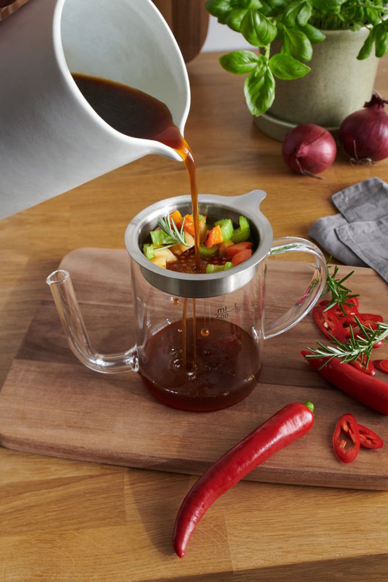 Tchibo Glass Fat Reducing Jug With Sieve 500 ml, Transparent - Image 1