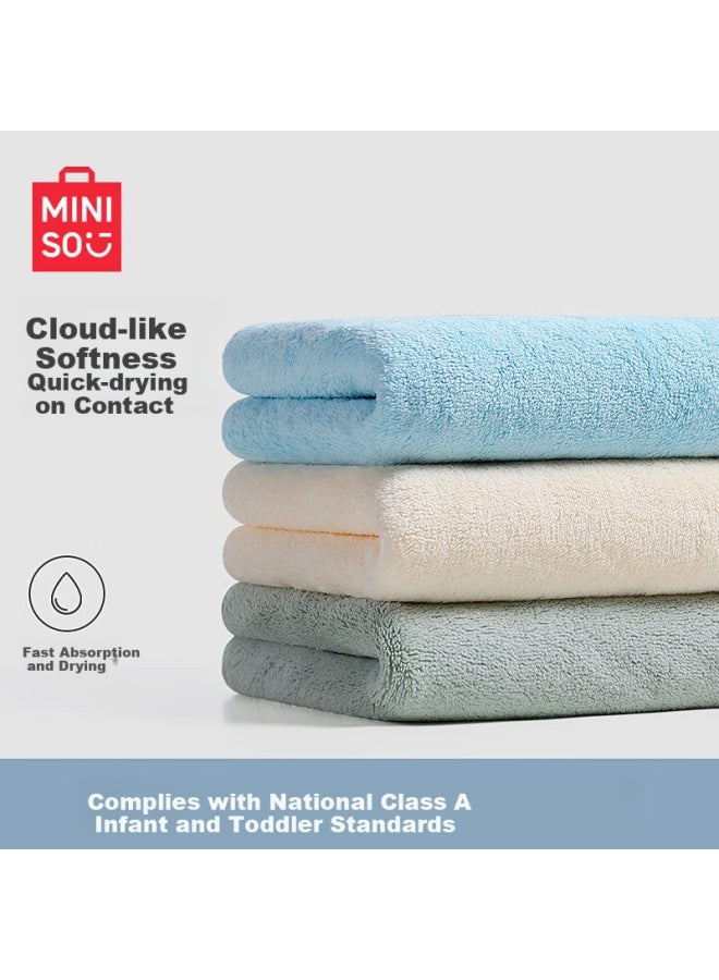 Miniso (Miniso) Towel Set Of 3, Class A Absorbent Towels For Face Washing, Bathing, And Hair Drying At Home, Soft And Cozy For Men And Women, Blue + Beige + Green - Image 1