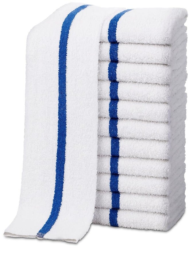 ZUPERIA Bar Mop Towels - 12 Pack (16"x19") - 100% Cotton High Absorbency Kitchen Towels - Reusable Dish Cloths, Quick-Dry Rags with Blue Stripe - Ideal for Restaurants, Cooks, Bartenders & Homes - Image 1