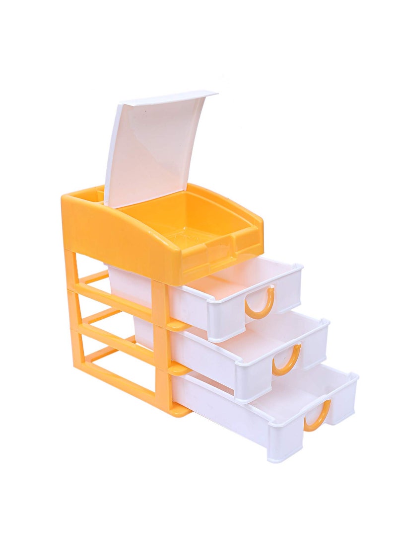 Kuber Industries Kuber Industries Plastic Four Layer Drawer Storage Cabinet Box YellowCTKTC25137  - Image 1