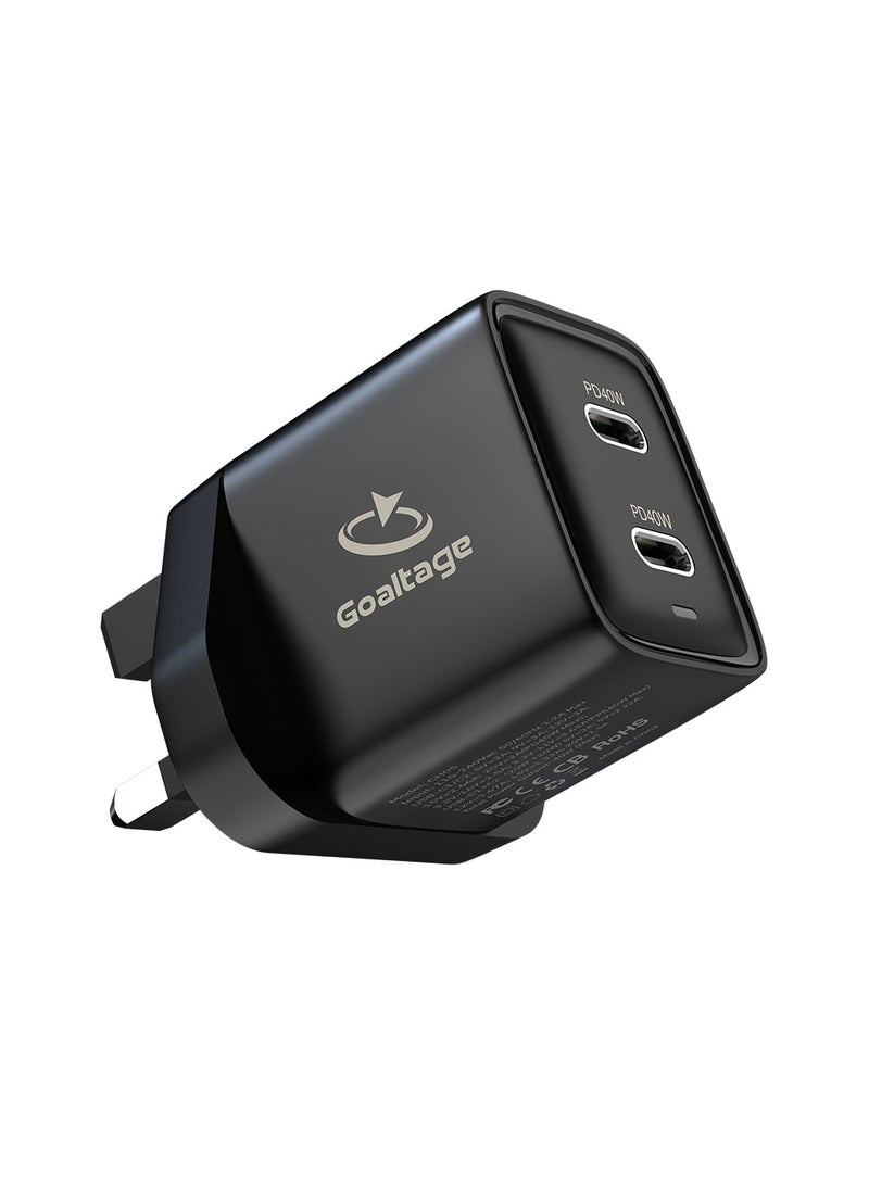 جولتيج شاحن حائط CH05 فائق السرعة بقدرة 40 واط بتقنية GaN مع حماية الأمان ووظيفة منفذين - المملكة المتحدة - Image 2