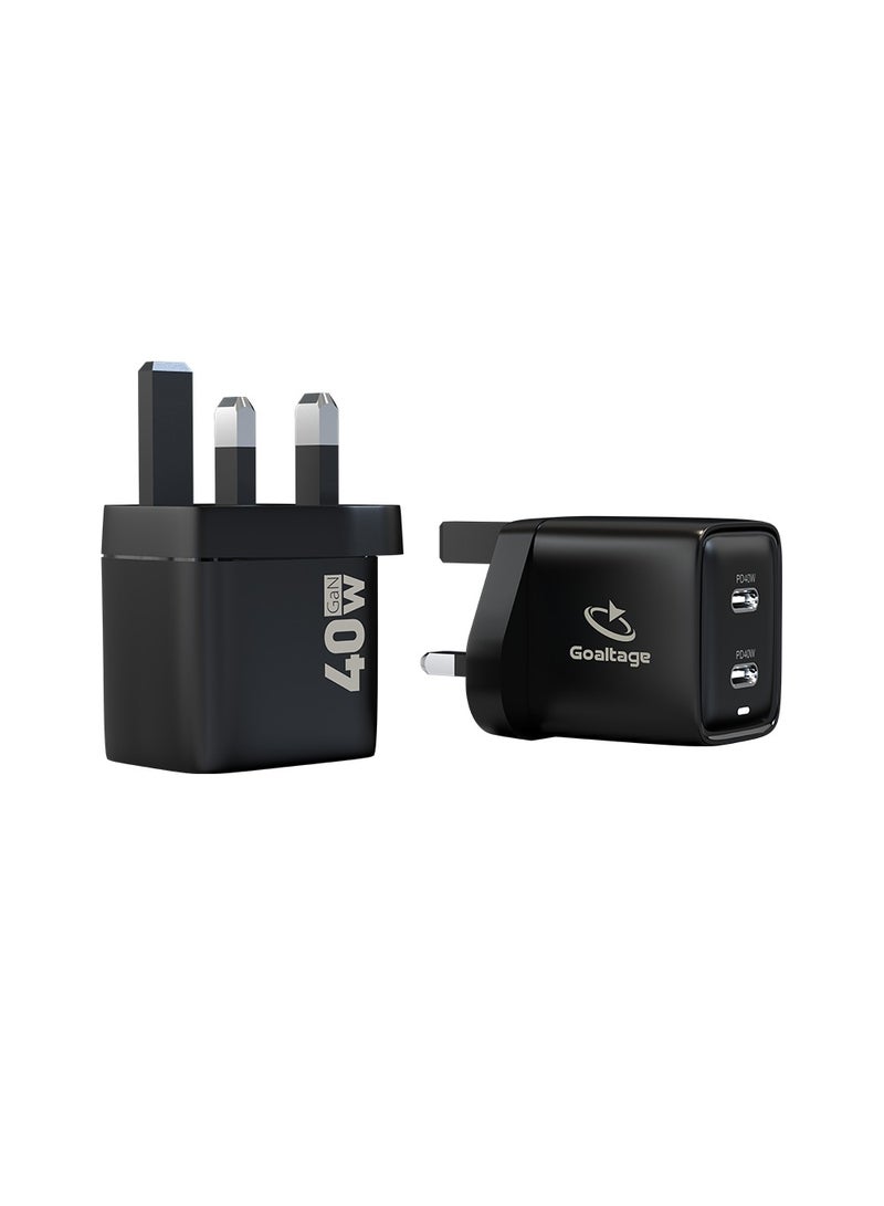 جولتيج شاحن حائط CH05 فائق السرعة بقدرة 40 واط بتقنية GaN مع حماية الأمان ووظيفة منفذين - المملكة المتحدة - Image 3