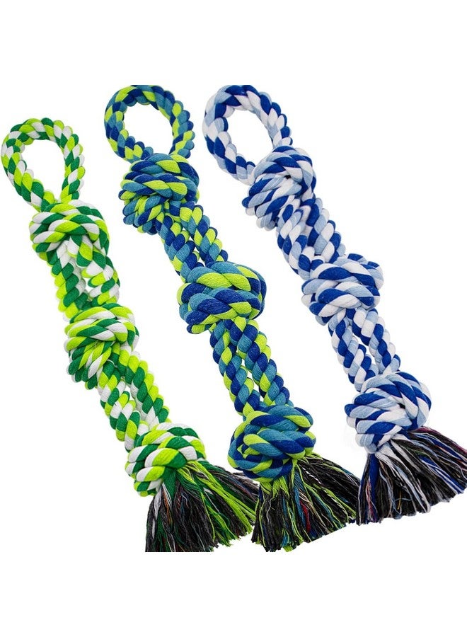 مجموعة من 3 ألعاب حبل للكلاب، ألعاب غير قابلة للتدمير للكلاب الكبيرة والمتوسطة العدوانية، لعبة حبل للكلاب شديدة التحمل للسلالات الكبيرة، ألعاب شد الحبل للكلاب مصنوعة من القطن بنسبة 100% للتخلص من الملل وتنظيف الأسنان - Image 1