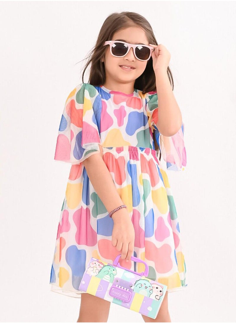 Regular Fit Printed Multicolour Cotton Dresses For Girls Round Neck Flat Collar Pull On 100 % Cotton - pzsku/Z59B0548A9061CEB2F531Z/45/_/1740301067/38ea270f-4ed0-464e-b4f1-40c3c699a835