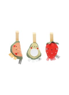 pearhead Fruit Stroller Toys Plush Corduroy Baby Travel Car Seat Toy Set Baby Hanging Interactive Toys Genderneutral Baby Travel Accessories Strawberry Avocado Watermelon Set Of 3  - Image 1