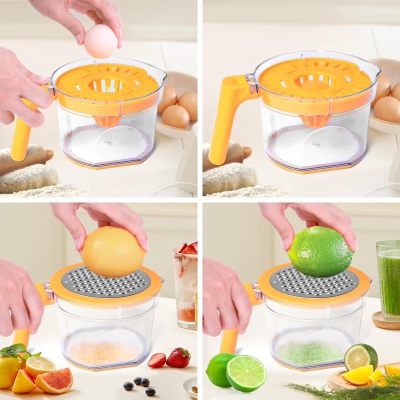 ChefVille Lemon Squeezer 4-in-1 Lemon Hand Juicer - ChefVille Manual Orange Juicer Multifunctional Lemons Lime Squeezer, Citrus Juicers Press Fruit with Detachable Comfortable Handle, 16.9oz Capacity (ORANGE) - Image 5