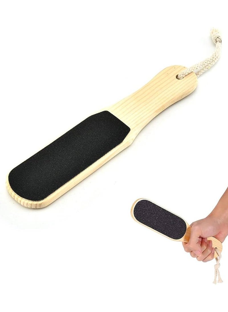 مبرد قدم مزدوج الجوانب،  أداة لإزالة الجلد الميت، مقشطة قدم ، أداة باديكير بمقبض خشبي، للعناية بالقدم الرطبة والجافة وإزالة الجلد الميت - Image 1
