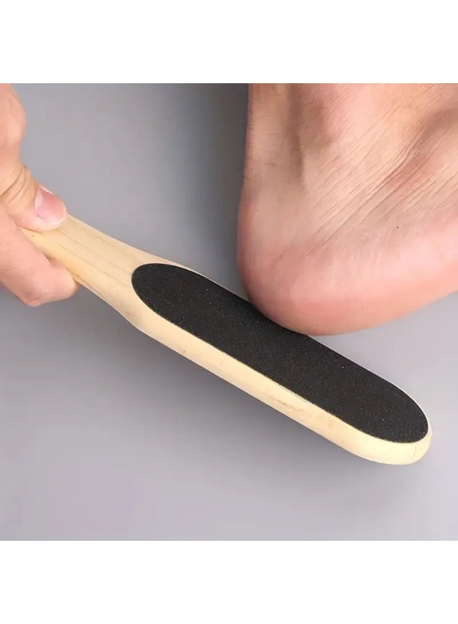 مبرد قدم مزدوج الجوانب،  أداة لإزالة الجلد الميت، مقشطة قدم ، أداة باديكير بمقبض خشبي، للعناية بالقدم الرطبة والجافة وإزالة الجلد الميت - Image 4
