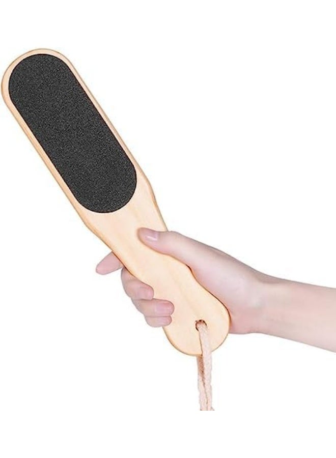 مبرد قدم مزدوج الجوانب،  أداة لإزالة الجلد الميت، مقشطة قدم ، أداة باديكير بمقبض خشبي، للعناية بالقدم الرطبة والجافة وإزالة الجلد الميت - Image 2