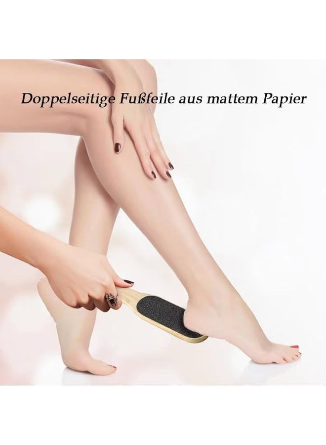 مبرد قدم مزدوج الجوانب،  أداة لإزالة الجلد الميت، مقشطة قدم ، أداة باديكير بمقبض خشبي، للعناية بالقدم الرطبة والجافة وإزالة الجلد الميت - Image 3