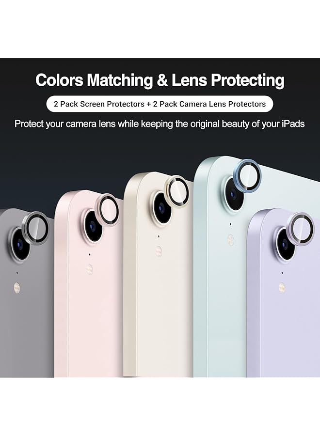 Procases 2 Pack Screen Protector For Ipad Mini 7Th A17 Pro 2024 Mini 6Th Generation 8.3 Inch 2021 + 2 Pack Camera Lens Protector Matching Ipad Colors Tempered Glass Film For Mini 7 6 8.3 Inch Pink - Image 3
