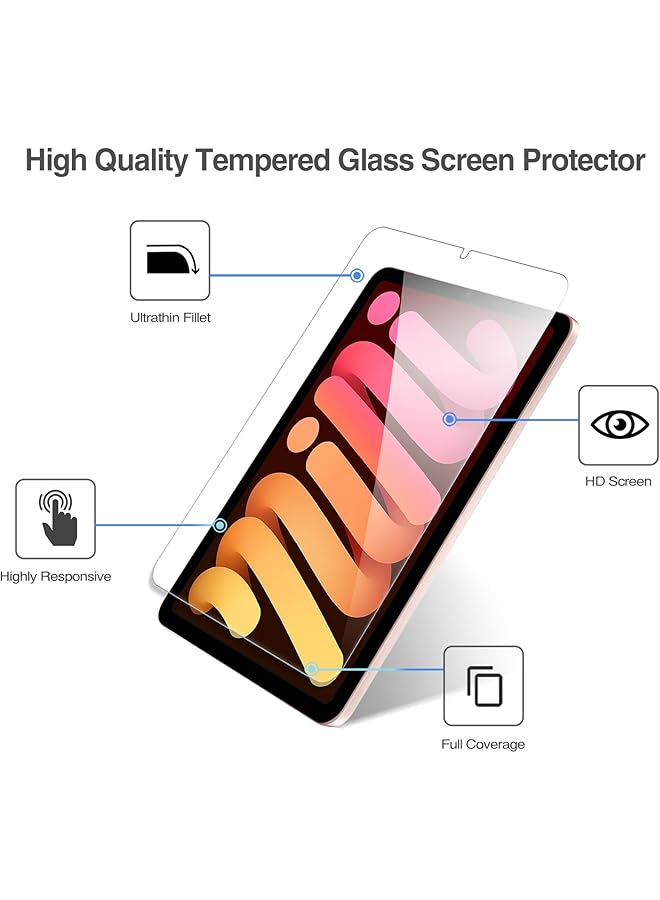 Procases 2 Pack Screen Protector For Ipad Mini 7Th A17 Pro 2024 Mini 6Th Generation 8.3 Inch 2021 + 2 Pack Camera Lens Protector Matching Ipad Colors Tempered Glass Film For Mini 7 6 8.3 Inch Pink - Image 4