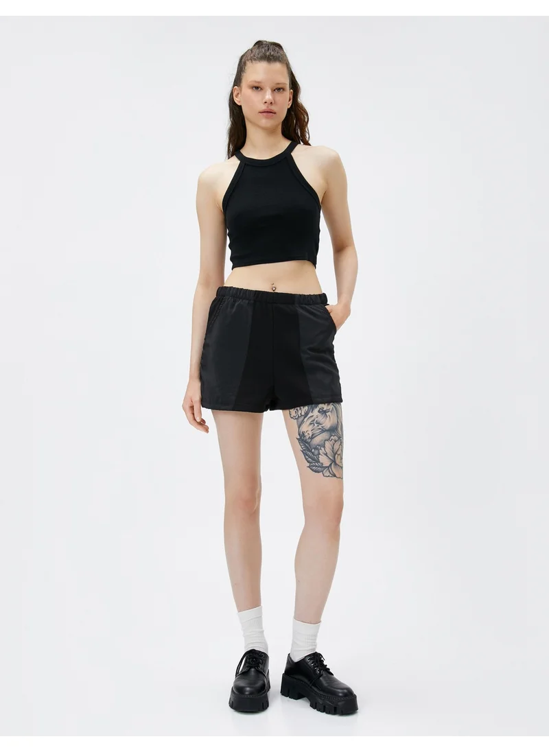 KOTON Mini Shorts with Elastic Waist and Pocket Detail