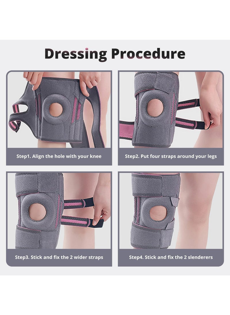 INFOSUN - Knee Brace, Knee Compression Sleeve Support with Patella Gel Pad & Side Spring Stabilizers, Medical Grade Knee Protector for Running, Meniscus Tear, Arthritis, Joint Pain Relief, Sport - Image 1