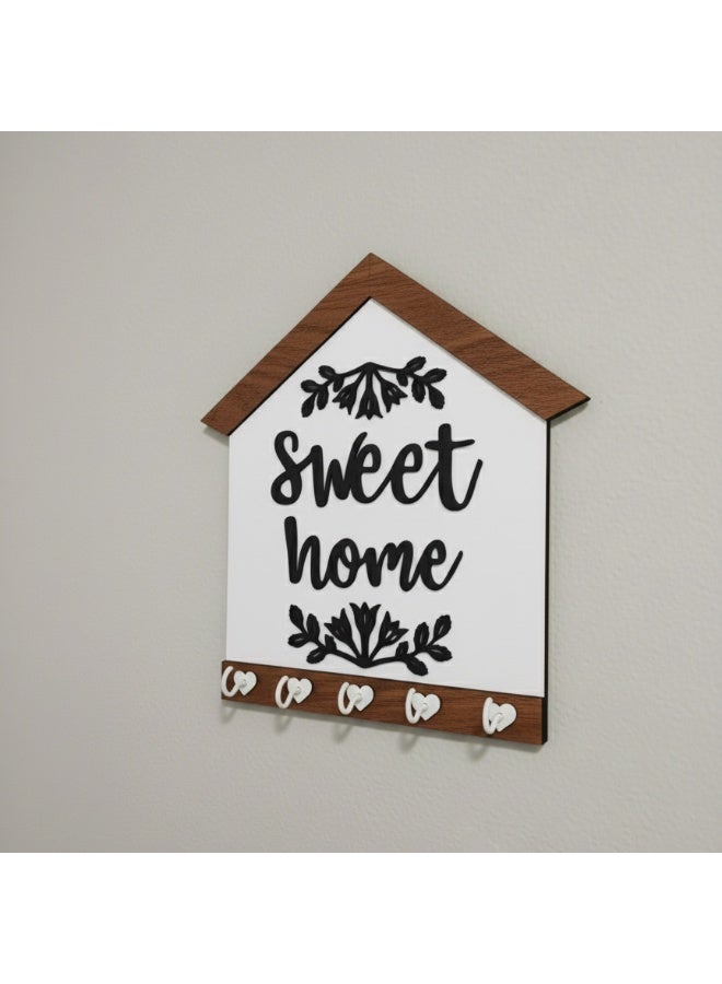 حامل مفاتيح ميدلية تريندي مقاس 32x32 سم, خشب بجودة عالية, مع سمك 8ملي لمتانة قوية, لون خشبي فاتح, تصميم انيق لاضافة لمسة جمالية للحائط, علاقة مفاتيح, خطاف للمفاتيح, ديكور للحائط - Image 2