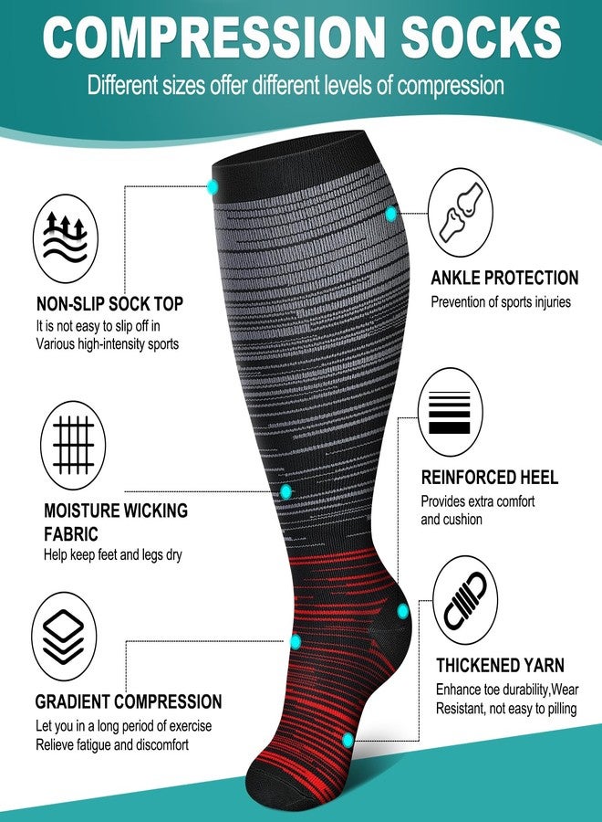 Genovega 3 Packs Wide Calf Socks for Women Men Knee Hight Plus Size Extra Stocking Running School Travel Excise Calcetas Medias Para Mujer Big Mom Birth Gifts Green Gray Black 3XL - Image 4