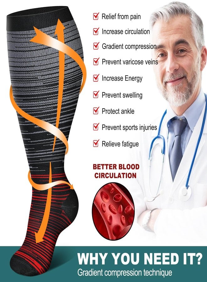 Genovega 3 Packs Wide Calf Socks for Women Men Knee Hight Plus Size Extra Stocking Running School Travel Excise Calcetas Medias Para Mujer Big Mom Birth Gifts Green Gray Black 3XL - Image 5