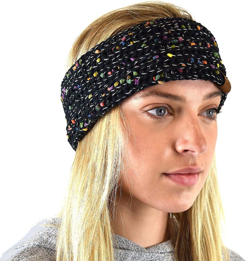 Cc Soft Stretch Winter Warm Cable Knit Fuzzy Lined Ear Warmer Headband - Image 3