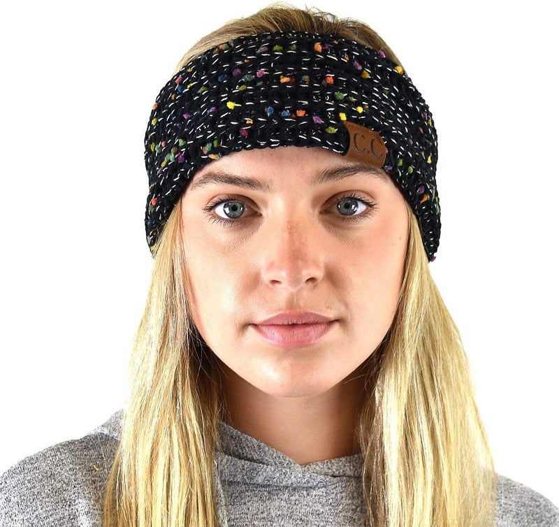 Cc Soft Stretch Winter Warm Cable Knit Fuzzy Lined Ear Warmer Headband - Image 2