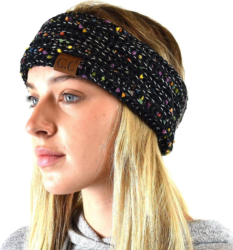 Cc Soft Stretch Winter Warm Cable Knit Fuzzy Lined Ear Warmer Headband - Image 1