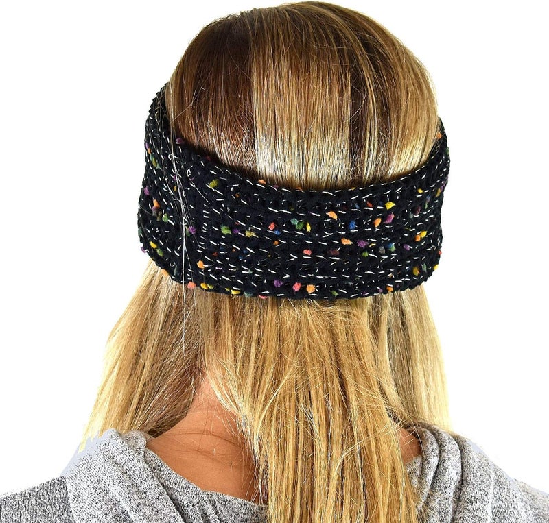 Cc Soft Stretch Winter Warm Cable Knit Fuzzy Lined Ear Warmer Headband - Image 4