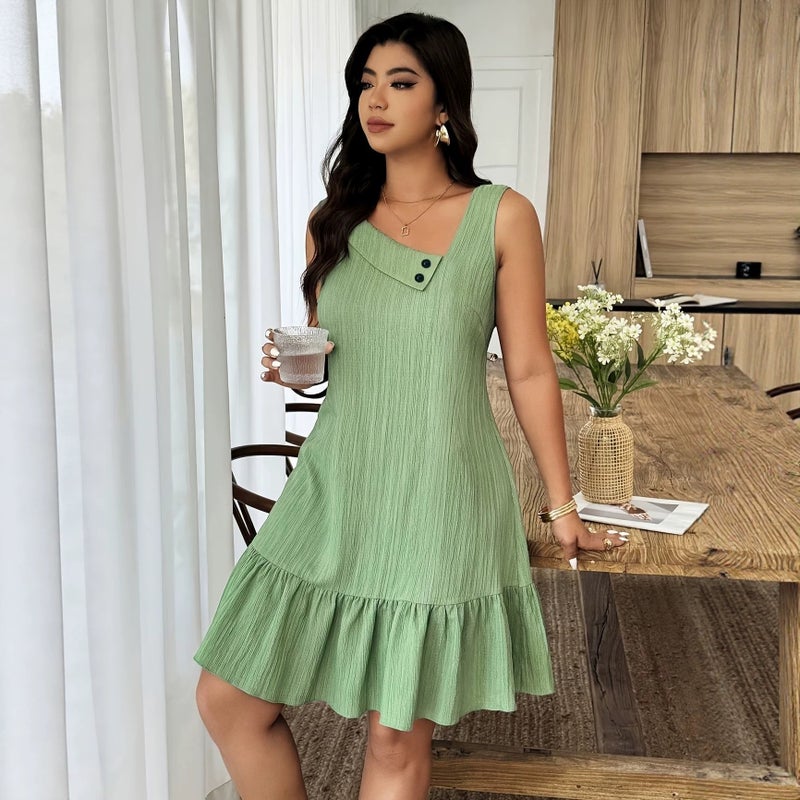 Women's Slant Neck Sleeveless Dress 2026 Summer - Image 4