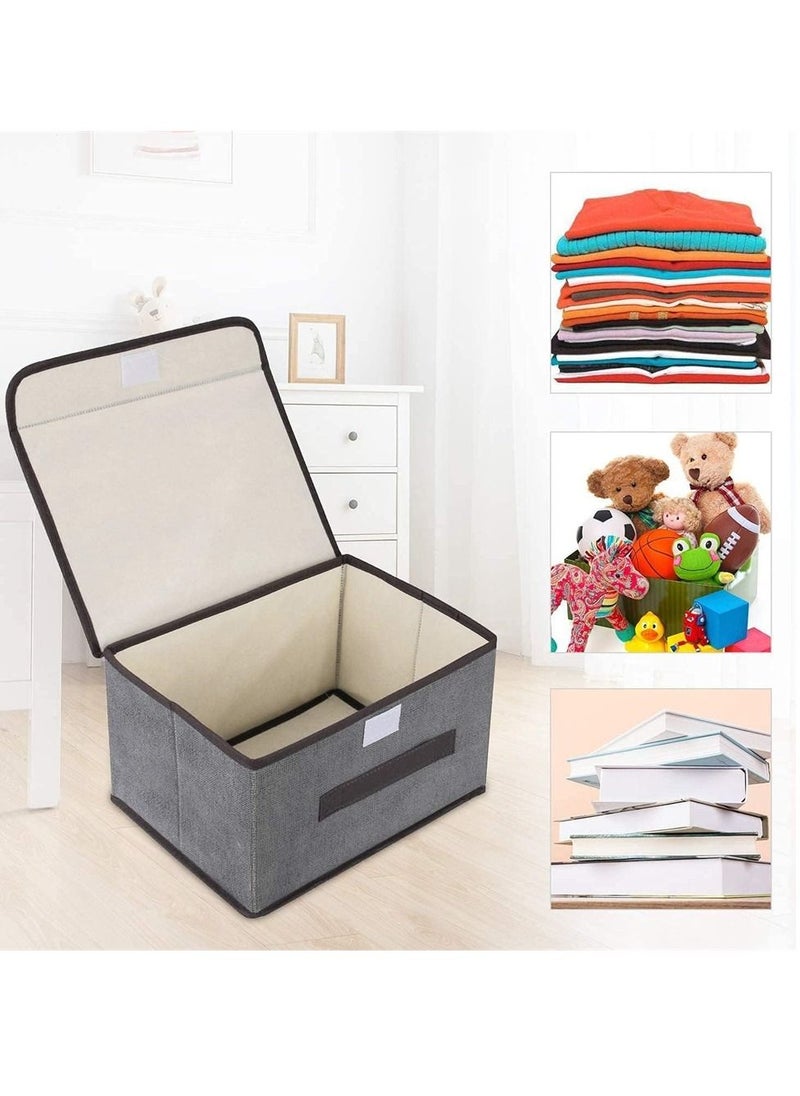 Generic - Clothes storage box 4 Pack Foldable Storage Boxes with Lids, Collapsible Storage Bin with Handle, Fabric Storage Basket Organiser Box for Wardrobe, Closet, Shelf, Office Storage Box - Image 1