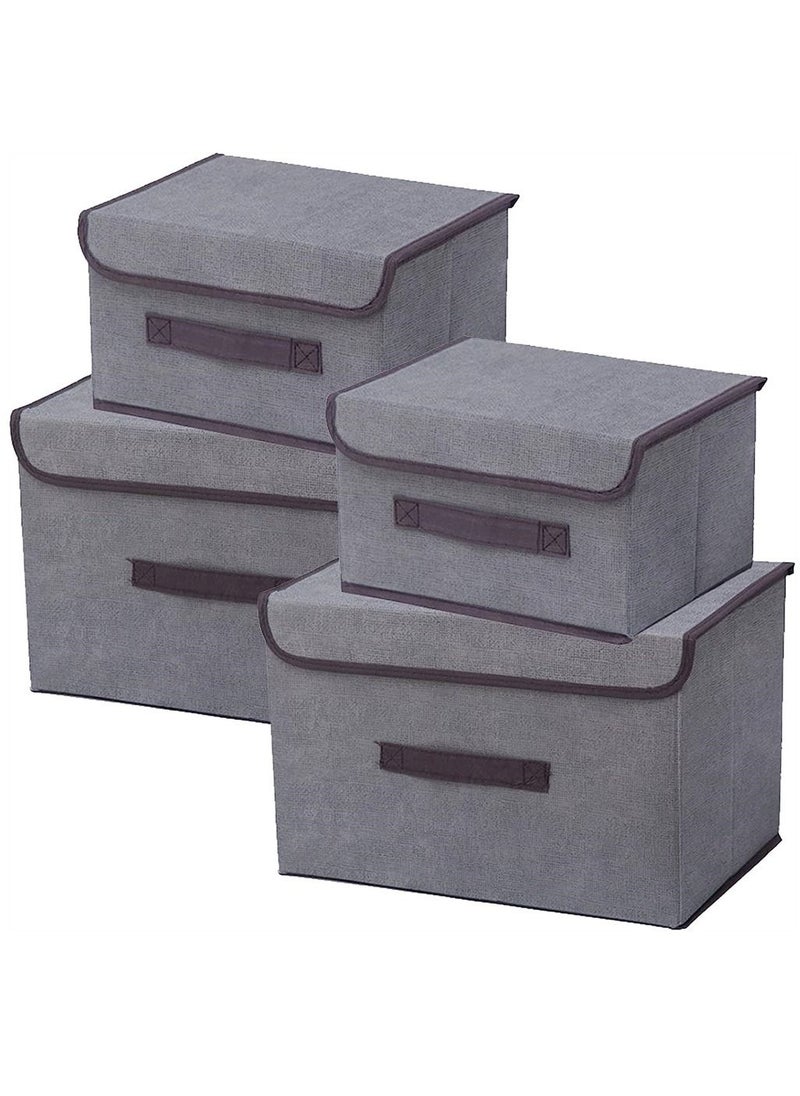 Generic - Clothes storage box 4 Pack Foldable Storage Boxes with Lids, Collapsible Storage Bin with Handle, Fabric Storage Basket Organiser Box for Wardrobe, Closet, Shelf, Office Storage Box - Image 1