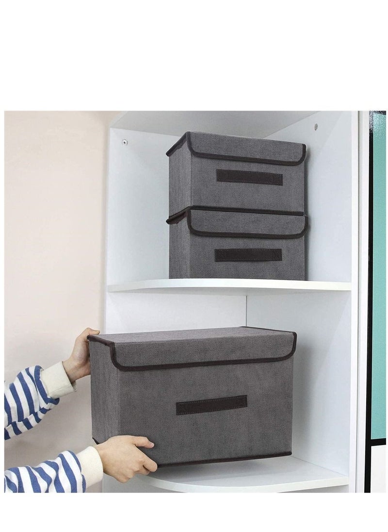 Generic - Clothes storage box 4 Pack Foldable Storage Boxes with Lids, Collapsible Storage Bin with Handle, Fabric Storage Basket Organiser Box for Wardrobe, Closet, Shelf, Office Storage Box - Image 1