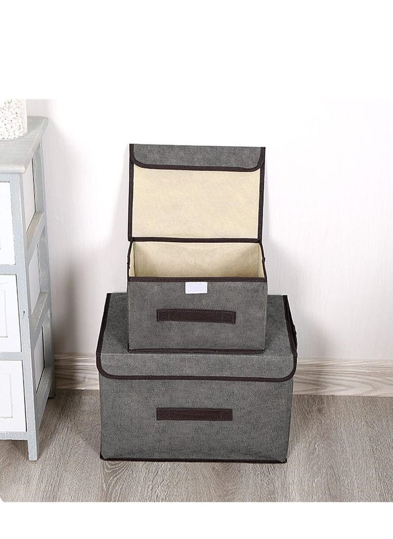 Generic - Clothes storage box 4 Pack Foldable Storage Boxes with Lids, Collapsible Storage Bin with Handle, Fabric Storage Basket Organiser Box for Wardrobe, Closet, Shelf, Office Storage Box - Image 1
