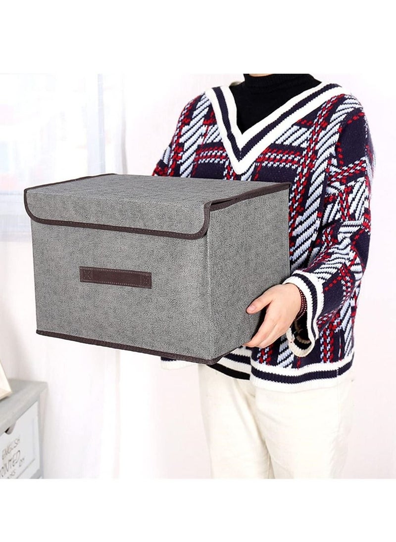 Generic - Clothes storage box 4 Pack Foldable Storage Boxes with Lids, Collapsible Storage Bin with Handle, Fabric Storage Basket Organiser Box for Wardrobe, Closet, Shelf, Office Storage Box - Image 1