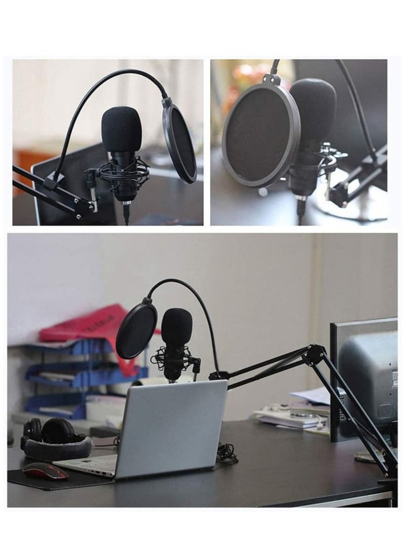 Microphone,Live Sound Card & BM800 Suspension Microphone Kit Broadcasting Recording Condenser Microphone Set Intelligent Volume Audio Mixer Sound Card for Computer PC Live Sound