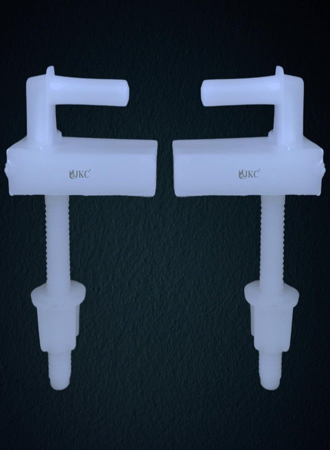 JKC Plastic White Commode Seat Cover Hinges, Toilet Seat Screw Compatible with Parrywar Toilet Seat Cover Hinges - 1 Pair (Left & Right) - Image 1
