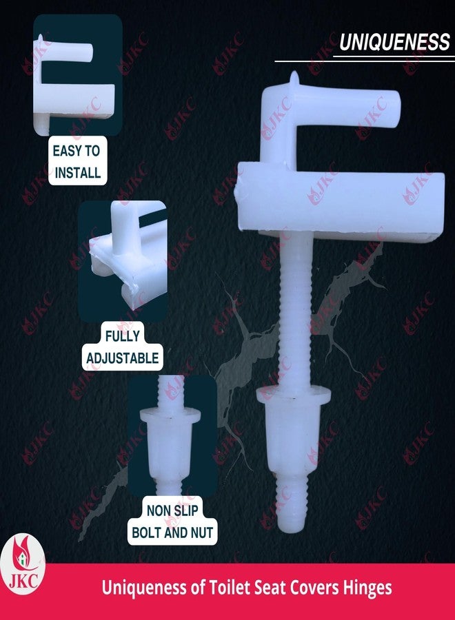 JKC Plastic White Commode Seat Cover Hinges, Toilet Seat Screw Compatible with Parrywar Toilet Seat Cover Hinges - 1 Pair (Left & Right) - Image 5