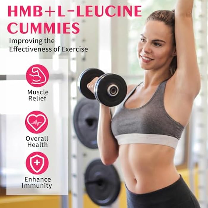 YUULAI Pack of 2 HMB and L-Leucine Gummies, 3000mg HMB and Leucine Amino Acid for Men Women, for Muscle Growth, Muscle Relief, and Fast Workout Recovery, Vegan, Raspberry Flavor, 120 Count - Image 4