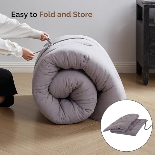 IMSMARTMART Mattress Japanese Floor Mattress Folding Roll Up Bed Topper Mat for Guest,Lounger and Tavel 72X30 Inches Grey - Image 5
