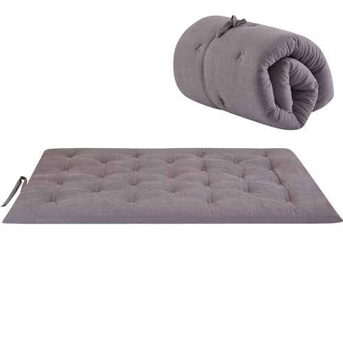 IMSMARTMART Mattress Japanese Floor Mattress Folding Roll Up Bed Topper Mat for Guest,Lounger and Tavel 72X30 Inches Grey - Image 1
