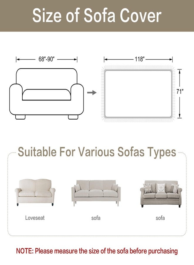 Loom and Mill Luxury Jacquard Sofa Covers, European Antique Couch Cover Sofa Throw Cover with Tassels for 2-3 Cushion Couch, Sectional Couch Covers Sofa Slipcover for Dogs, Taupe Gold, 71" X 118" - Image 3