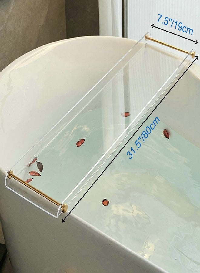 SHUNLI Acrylic Bathtub Tray Caddy, Clear Bath Shelf Tub Rack with Golden Handle, Luxury Bathroom Organizer Tablet Holder SHUNLI - Image 4