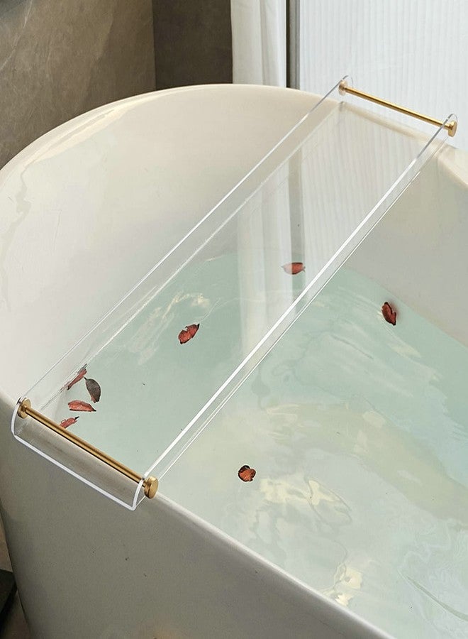 SHUNLI Acrylic Bathtub Tray Caddy, Clear Bath Shelf Tub Rack with Golden Handle, Luxury Bathroom Organizer Tablet Holder SHUNLI - Image 1