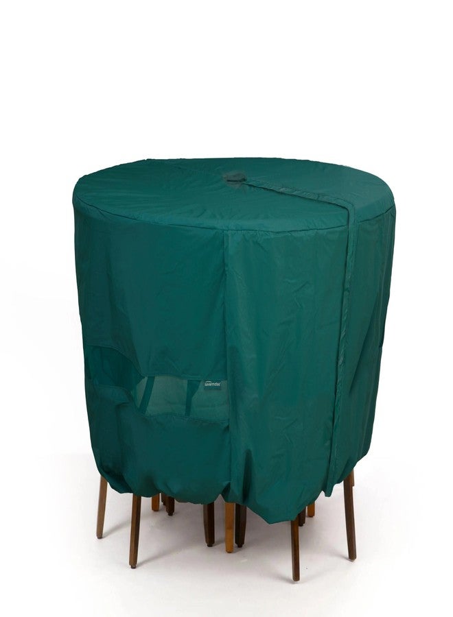 Covermates Round Dining Table/Chair Set Cover - Light Weight Material, Weather Resistant, Elastic Hem, Center Hole for an Umbrella, Patio Table Covers, with Umbrella Hole 86 Diameter x 40H, Green - Image 1