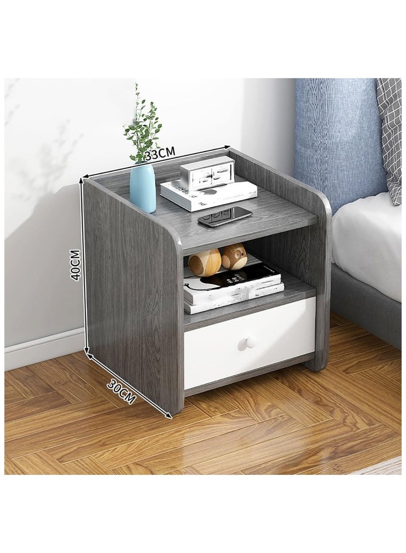 XICEN Bedside Table, Small End Table, Nightstands with Drawer Dresser Open Storage Shelf Living Room, Night Stand and Dressers Sets End Table for Bedroom Nightstands - Image 2
