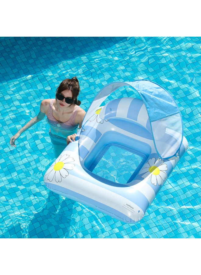 Items: Inflatable Float With Sunshade For Adults, Dual-use Daisy-shaped Lounge Chair, Thickened Swimming Ring For Water Floating