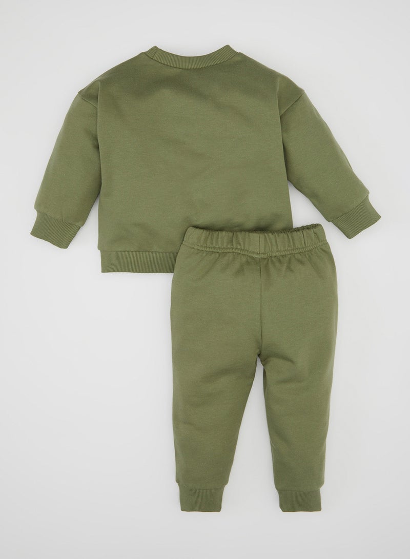 DeFacto Printed Crew Neck Sweatshirt Jogger Pants 2-Piece Set - Image 2