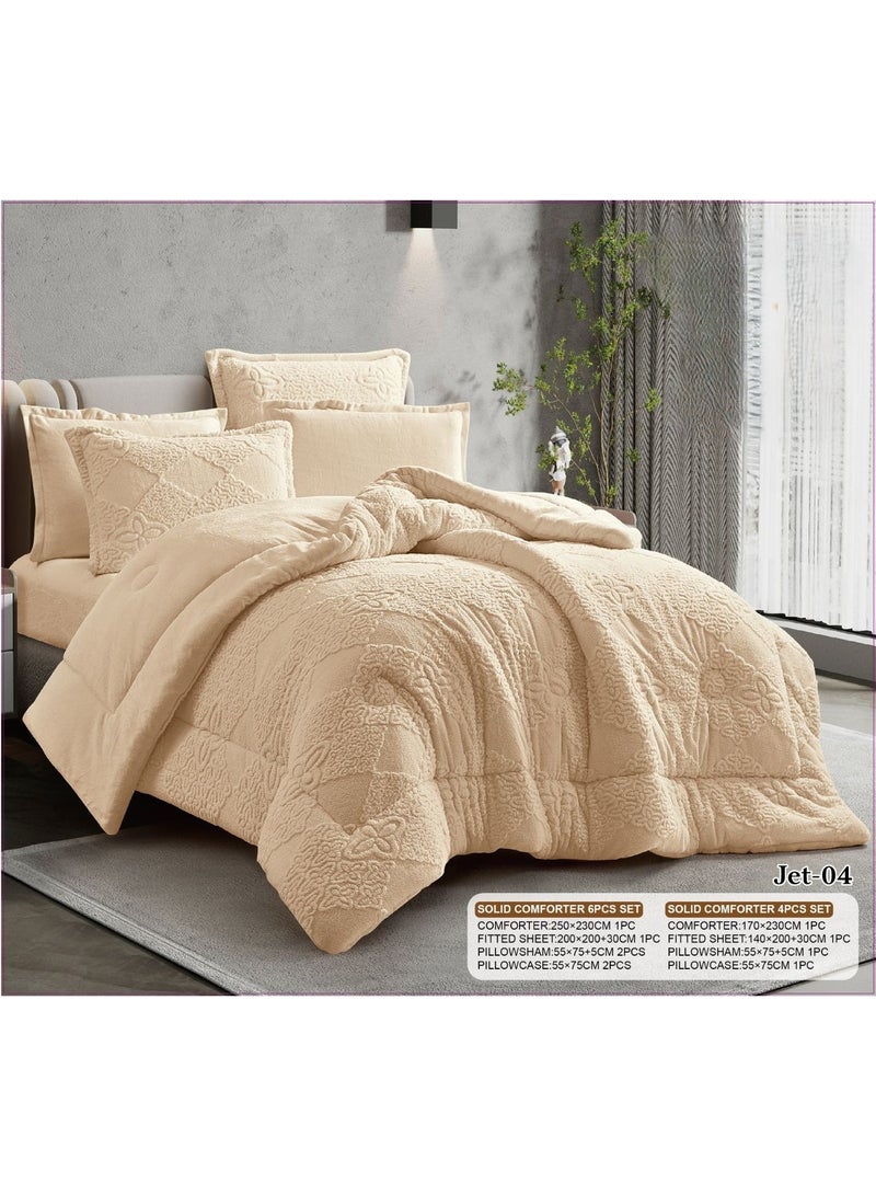Luxury royal-style winter comforter set for a double bed, featuring a blend of velvet and soft fur (6 pieces, 230×250 cm)