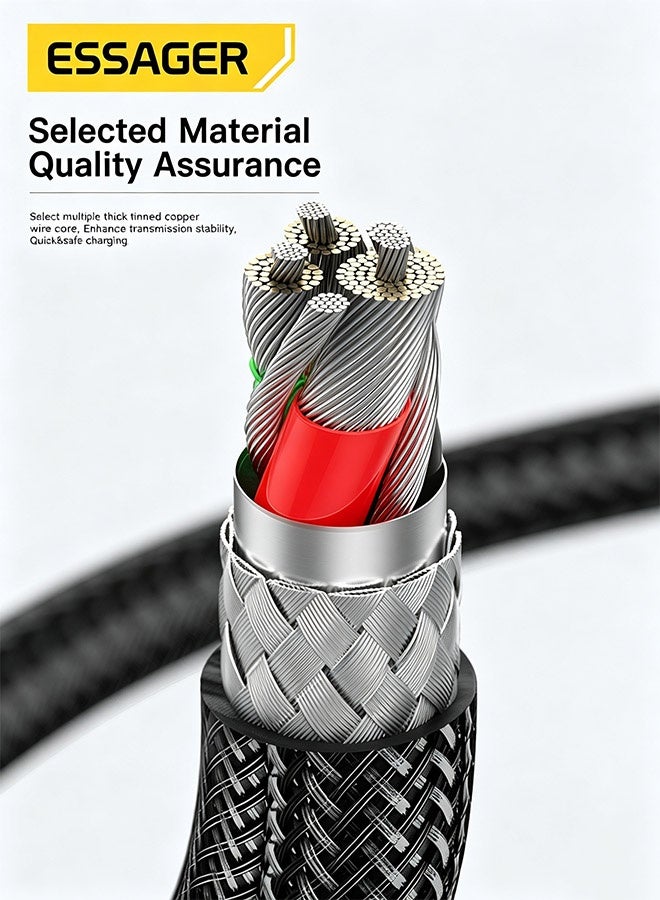 ESSAGER USB C to USB C Cable 100W, 1M PD Fast Charging Cord with E-MARK Chip, Braided Transparent Type C Charger Cable, 480Mbps Data Transfer, Durable Charging Wire for Laptops, Tablets & Phones - Image 5