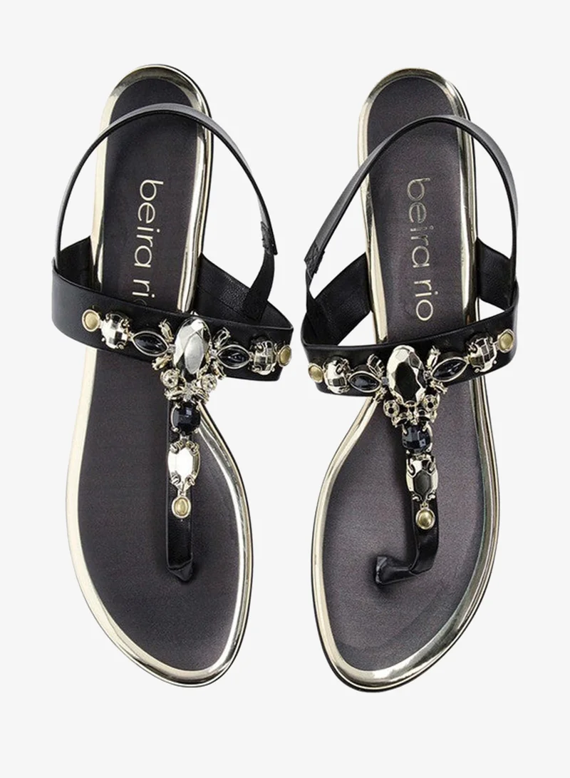 Beira Rio Black Sandals for Women with Back Strap – Stylish & Supportive sling Back Ladies Sandals for Women | Best Price UAE