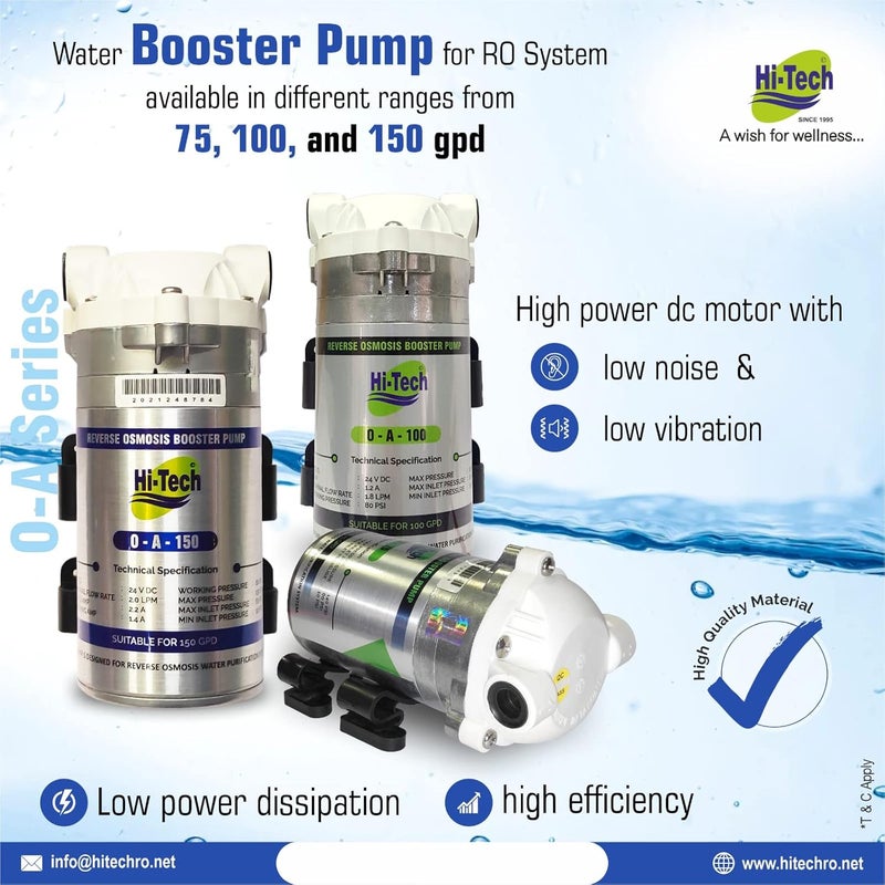 Hi-Tech OA-150 RO Booster Pump Compatible with All Storage Type RO's, Universal Type Motor, 1 Year Warranty - Image 3