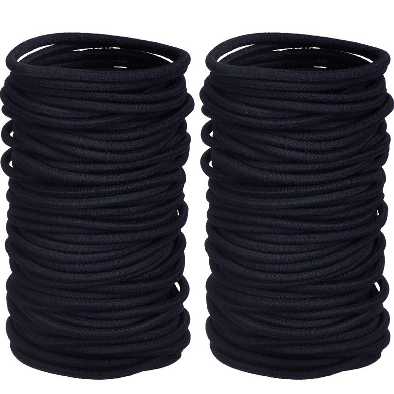 TecUnite 200 Pieces Elastics Hair Ties Ponytail Holders 4MM Rubber Bands for Hair Pain-Free Head Accessories for Women Men(Black)